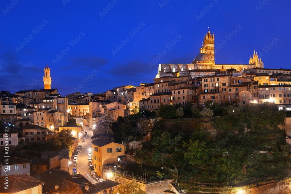 Siena panorama view at night