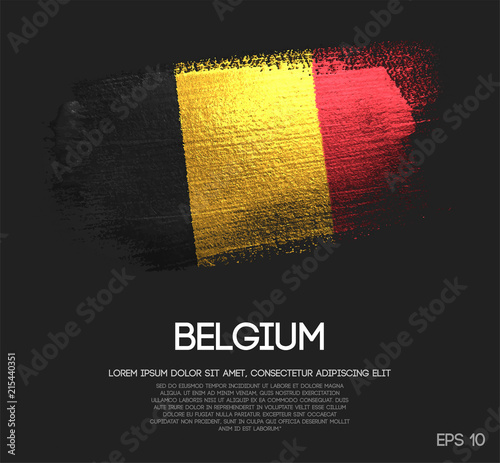Belgium Flag Made of Glitter Sparkle Brush Paint Vector