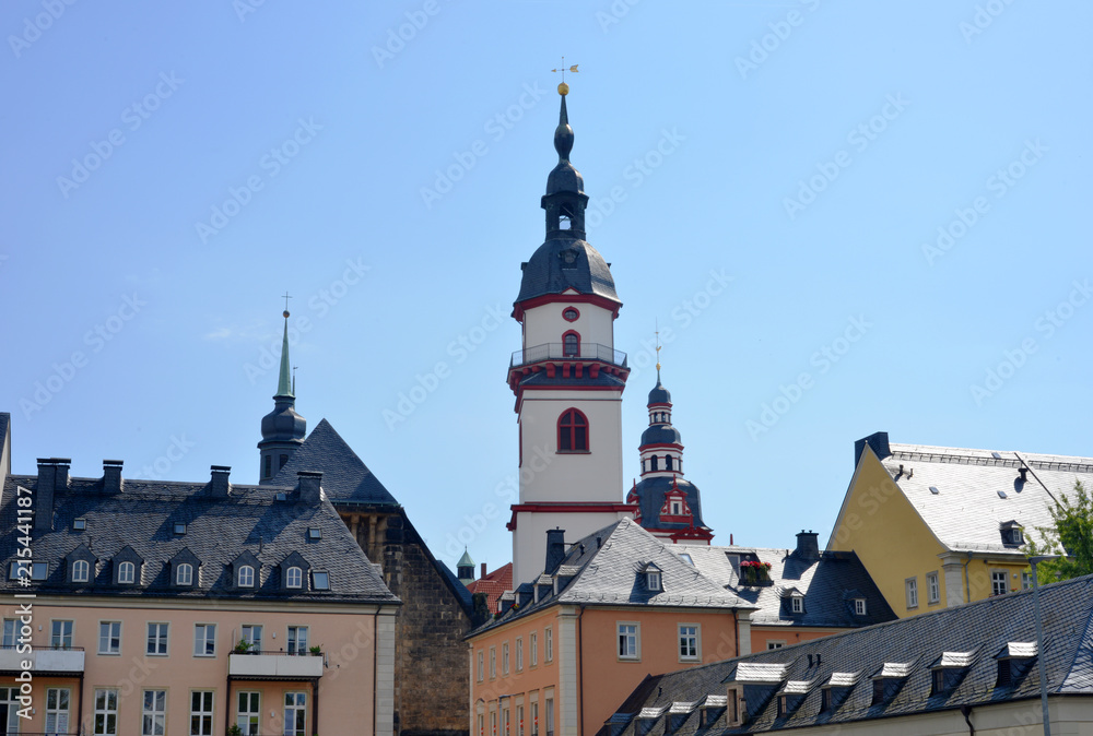 Blick auf das Chemnitzer historische Altstadt Ensemble mit dem Doppelrathaus