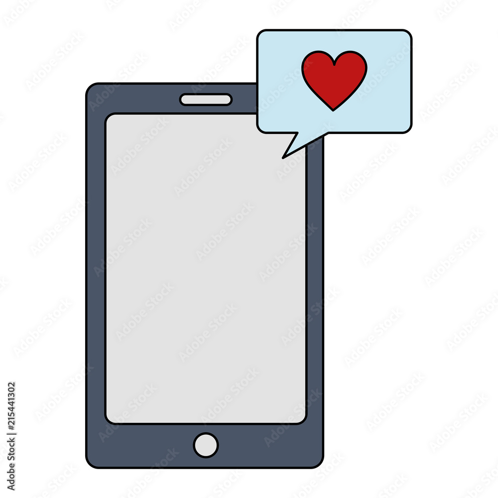 smartphone and speech bubble kawaii love face smartphone and speech bubble kawaii love face