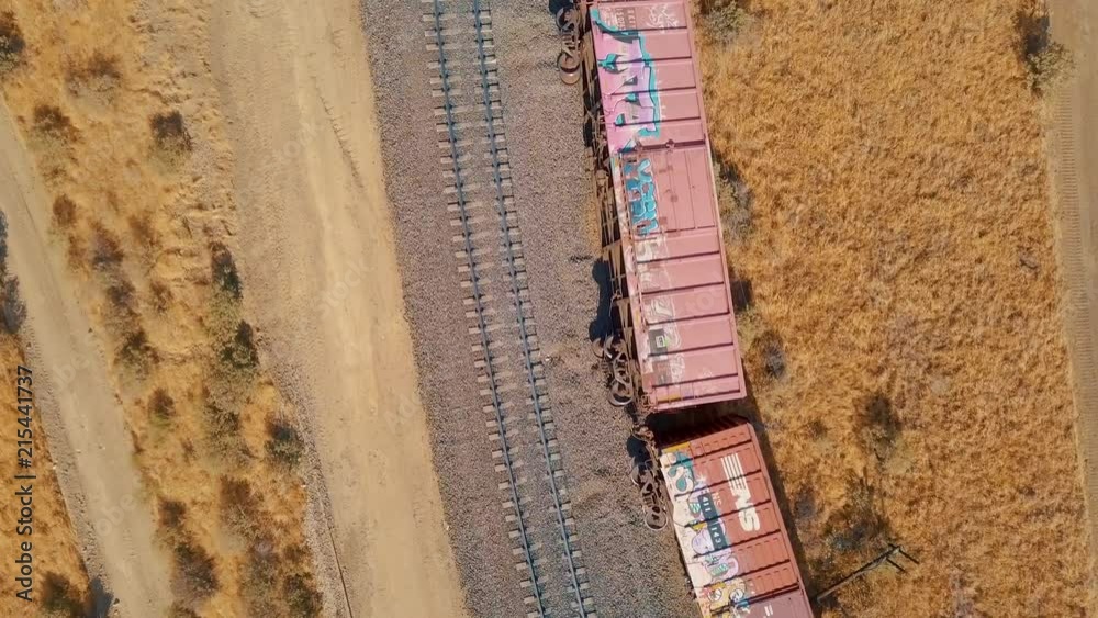 CALIENTE, CALIFORNIA – JULY 14, 2018: A derailed train sits along the tracks