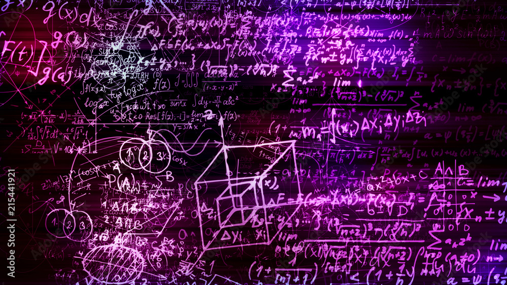 3D rendering of abstract blocks of mathematical formulas located in the virtual space 3D rendering of abstract blocks of mathematical formulas located in the virtual space