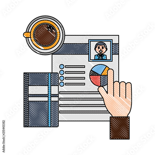 hand with curriculum vitae and objects