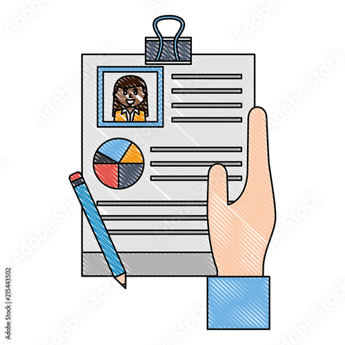 hand with checklist and curriculum vitae