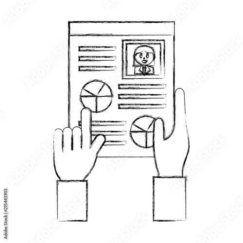 hands with curriculum vitae isolated icon