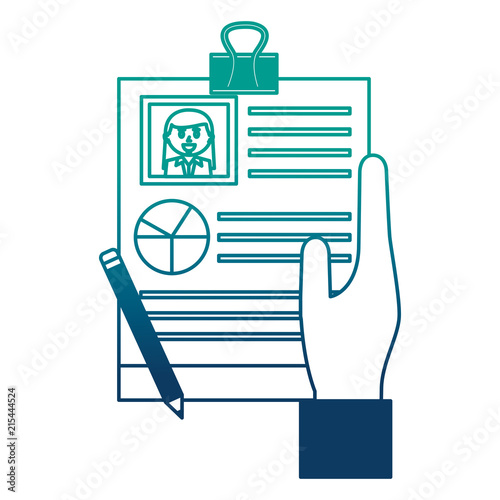 hand with human resources document report pencil