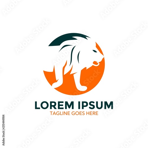 Fototapeta Naklejka Na Ścianę i Meble -  Unique lion logo mascot template. vector. editable. simple shape. minimalist color. memorable