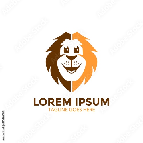 Fototapeta Naklejka Na Ścianę i Meble -  Unique lion logo mascot template. vector. editable. simple shape. minimalist color. memorable