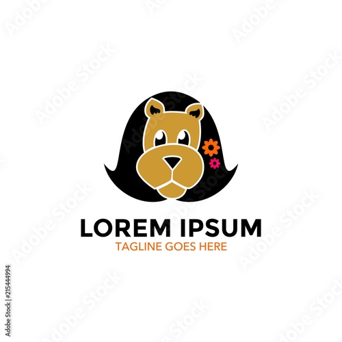 Fototapeta Naklejka Na Ścianę i Meble -  Unique lion logo mascot template. vector. editable. simple shape. minimalist color. memorable