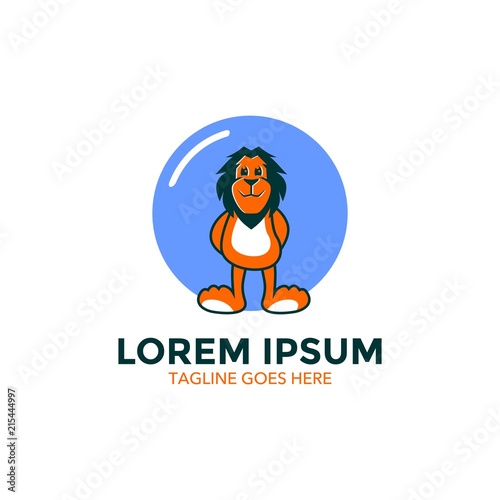 Fototapeta Naklejka Na Ścianę i Meble -  Unique lion logo mascot template. vector. editable. simple shape. minimalist color. memorable