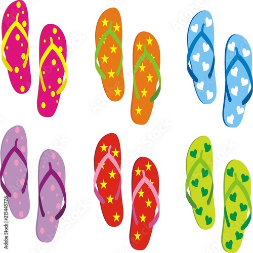 collection of flip-flops. vector illustration.