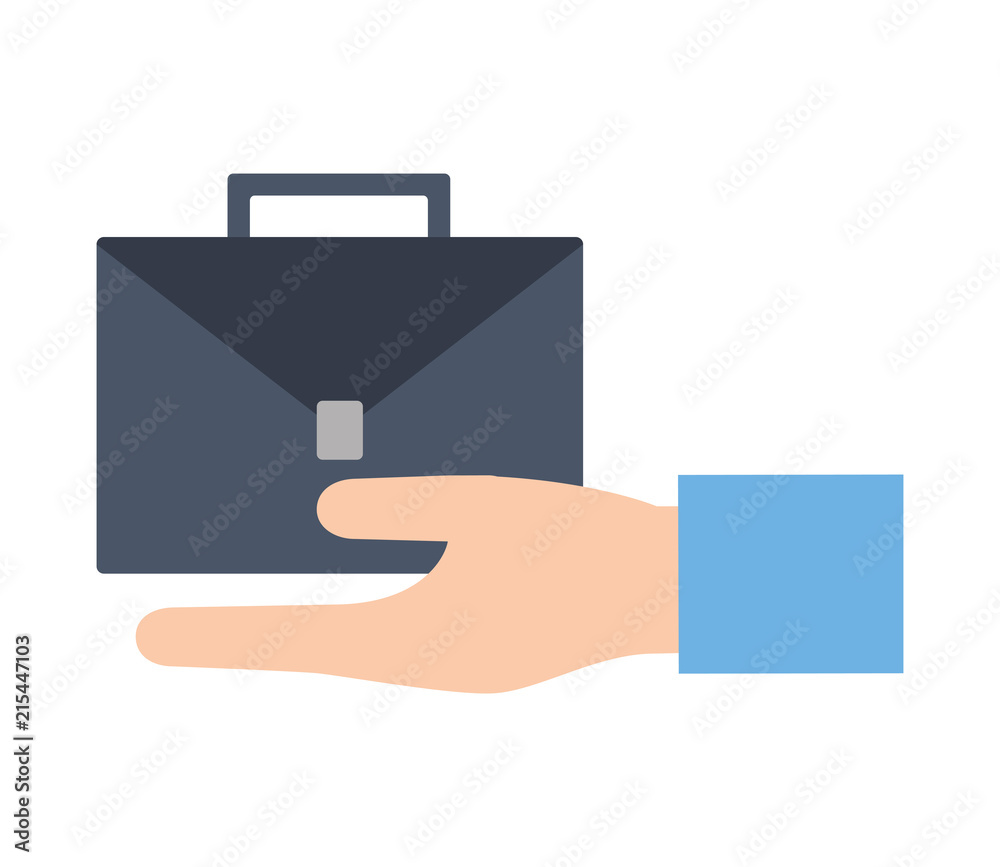 hand with portfolio briefcase isolated icon hand with portfolio briefcase isolated icon