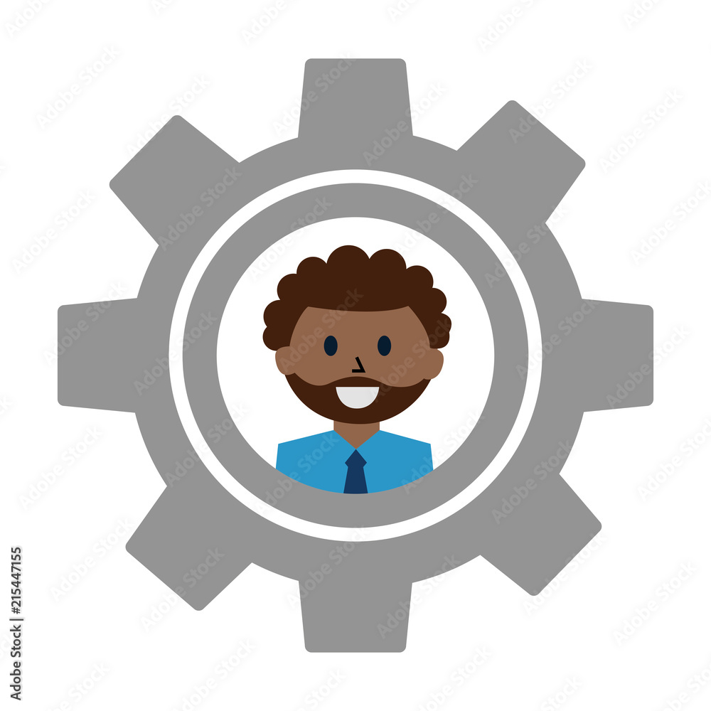 gear machine with face of businessman icon gear machine with face of businessman icon