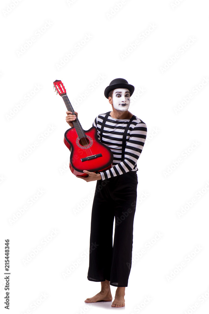 Mime playing guitar isolated on white Mime playing guitar isolated on white