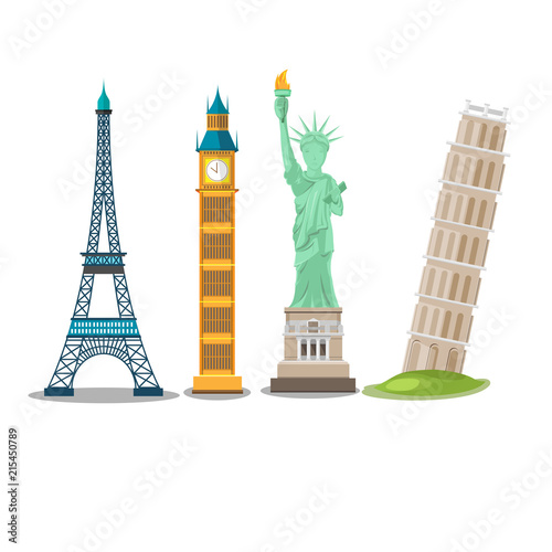 World Landmark Collection Isolate Set Vector