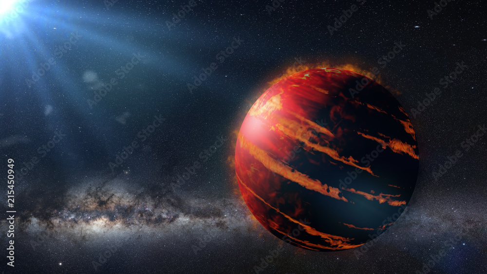 Fototapeta premium hot Jupiter class exoplanet, gas giant planet lit by an alien star