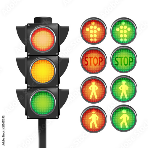 Traffic Light Red Yellow Green Isolate Vector
