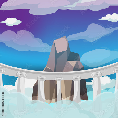Greek High Heaven Cartoon Background Vector photo