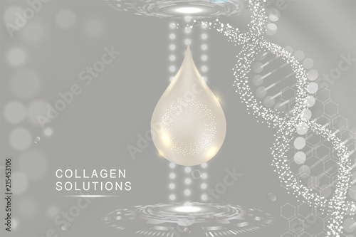 White Collagen Serum drop, cosmetic advertising background ready to use, luxury skin care ad, illustration vector.