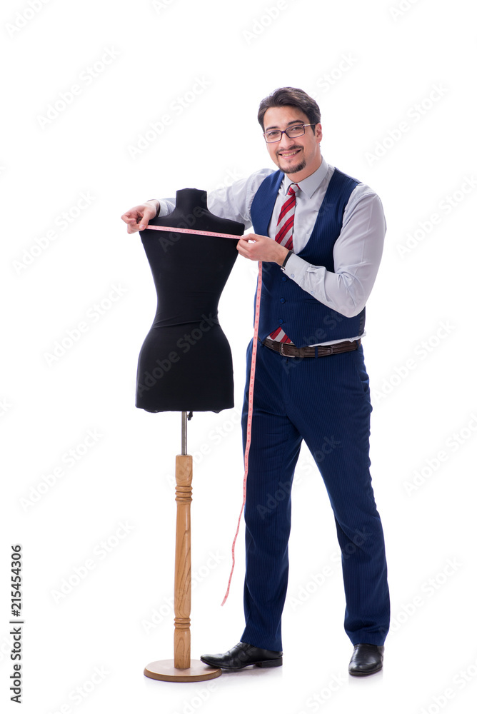 Male tailor isolated on white background Male tailor isolated on white background