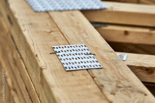 Close Up of Truss Plate on Roofing Trusses