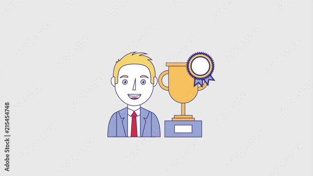 portrait man trophy medal award animation hd portrait man trophy medal award animation hd
