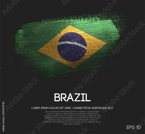 Brazil Flag Made of Glitter Sparkle Brush Paint Vector photo