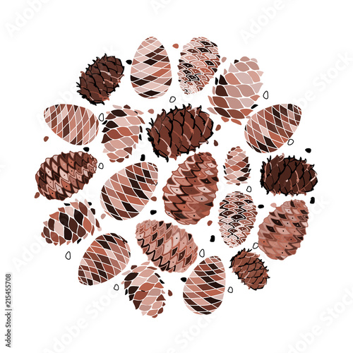 Cedar cone background, sketch for your design
