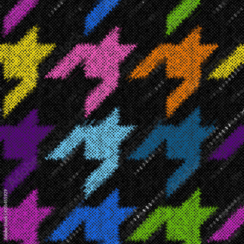 Seamless Hounds-tooth pattern. Imitation of a texture of rough canvas. Vector image.