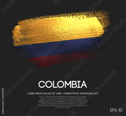 Colombia Flag Made of Glitter Sparkle Brush Paint Vector