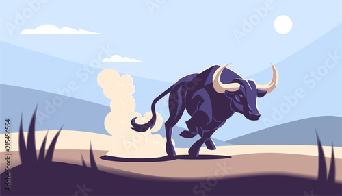 Bull with big horns.