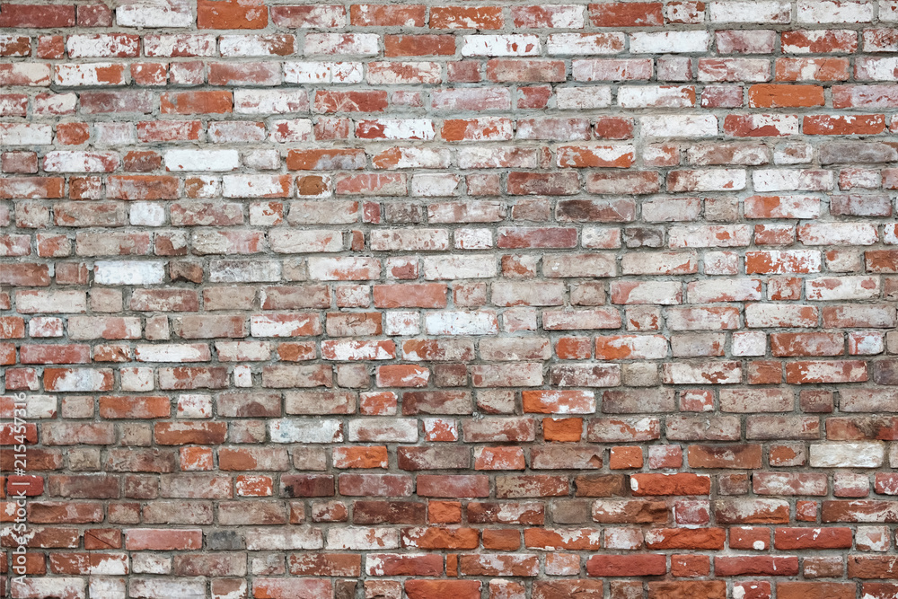 Naklejka premium Empty red brick wall textured background. Close-up