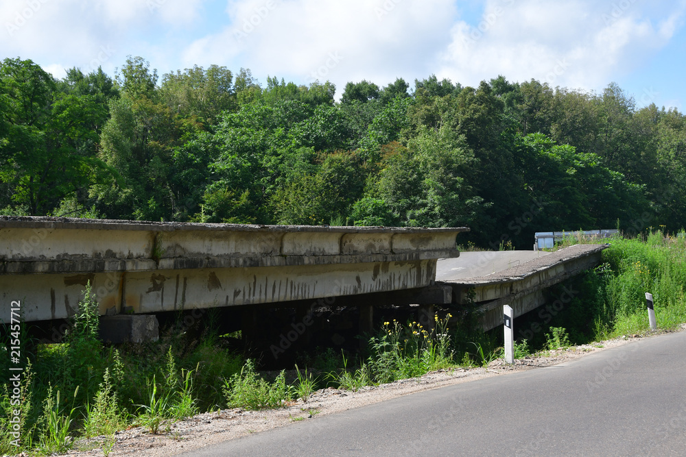 Blurry after floods the bridge in Anuchinskiy district of Primorsky Krai