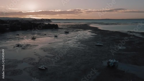 Wallpaper Mural Sunset at low tide auckland harbour drone footage Torontodigital.ca