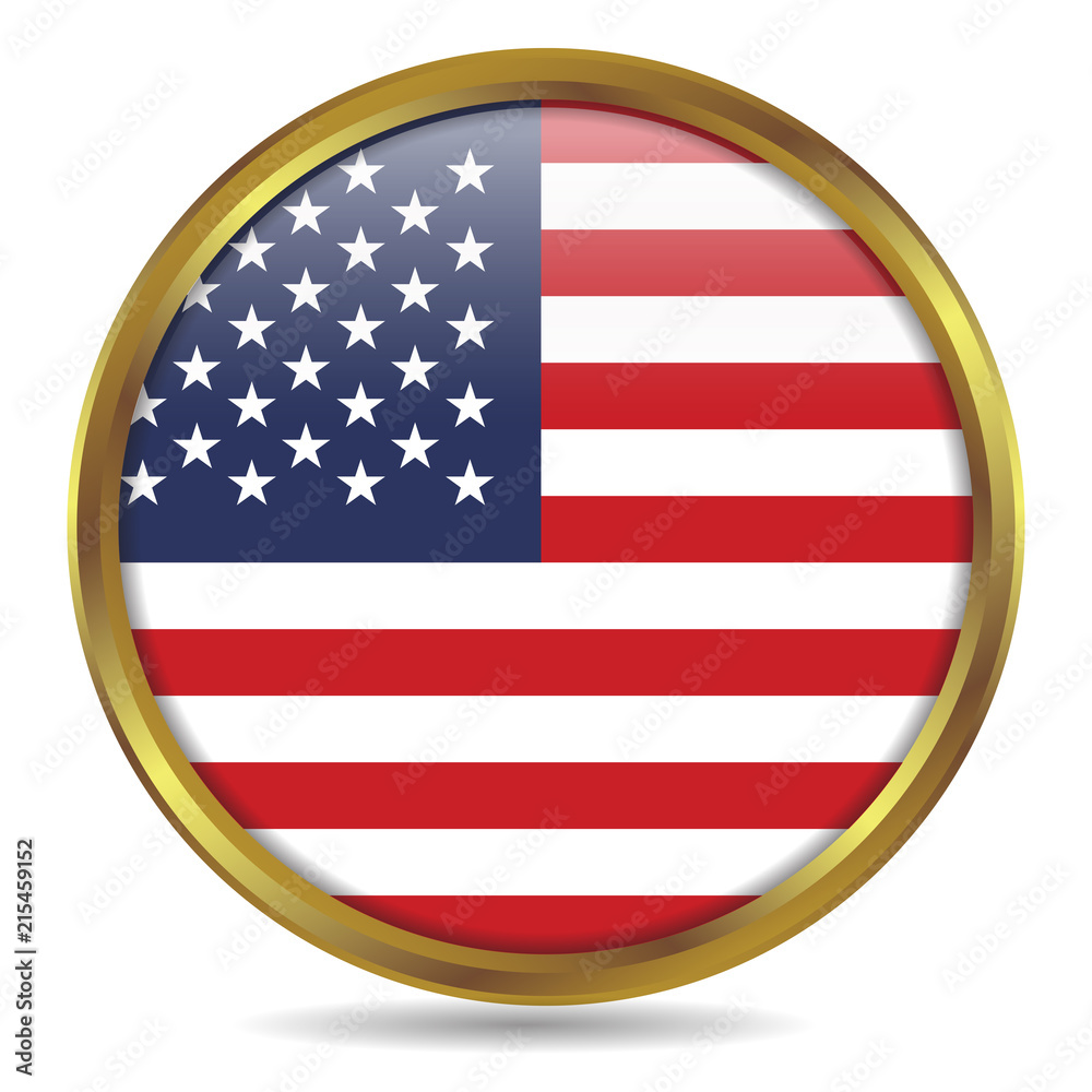 United States of America Flag Gold Round
