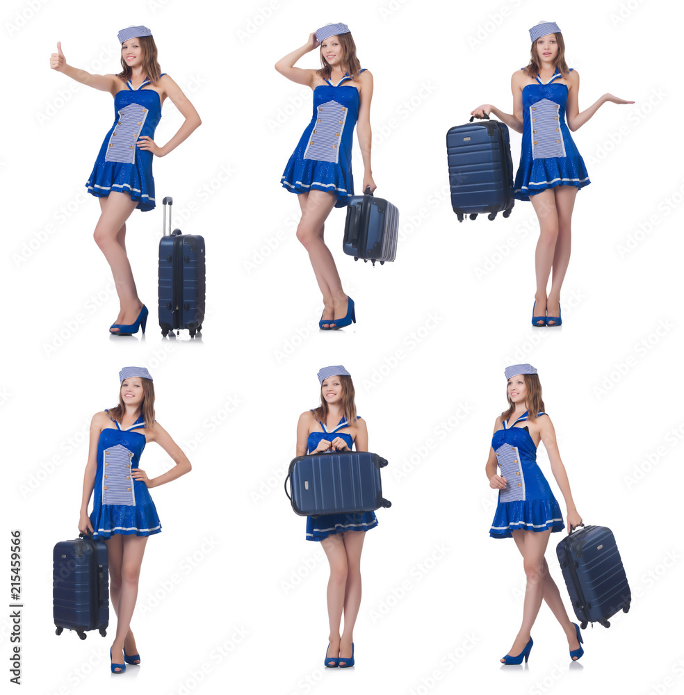 Woman with suitacases preparing for summer vacation Woman with suitacases preparing for summer vacation