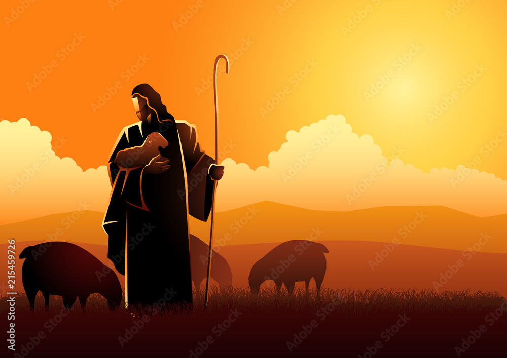 Obraz premium Jesus as a shepherd