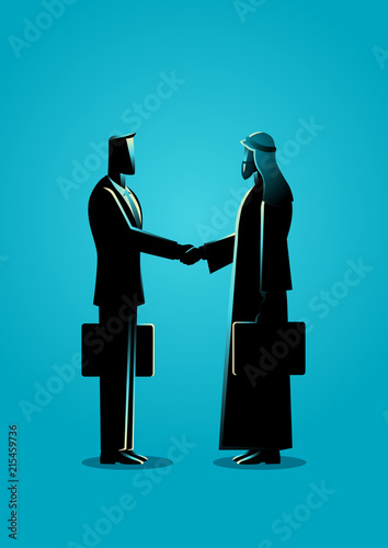 Arabic businessman shake hand with western businessman