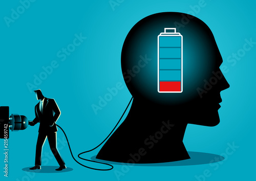 Businessman charging a brain