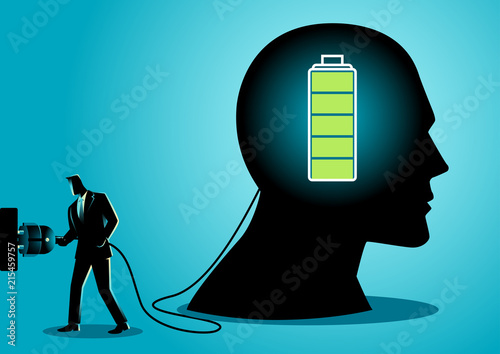 Businessman charging a brain