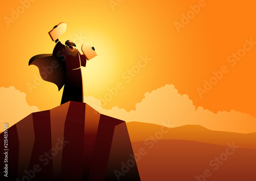 Canvastavla Moses and Ten Commandments