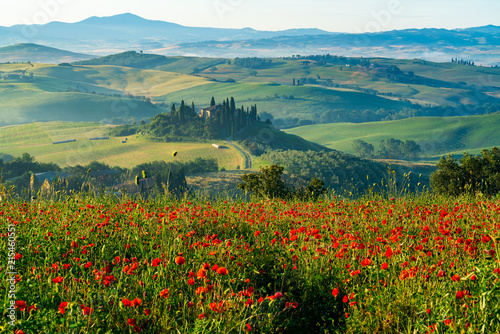 Beautiful landscape of hilly Tuscany in Italy