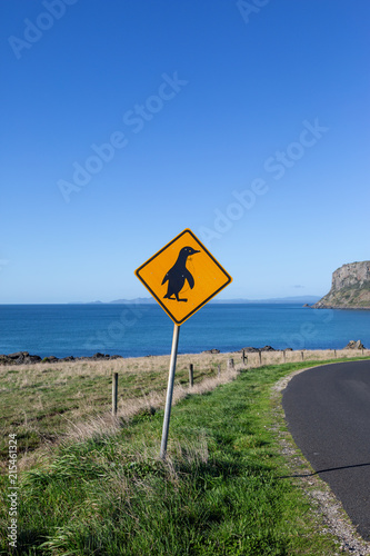 Penguin sign in Stanely, Tasmania, Australia. photo