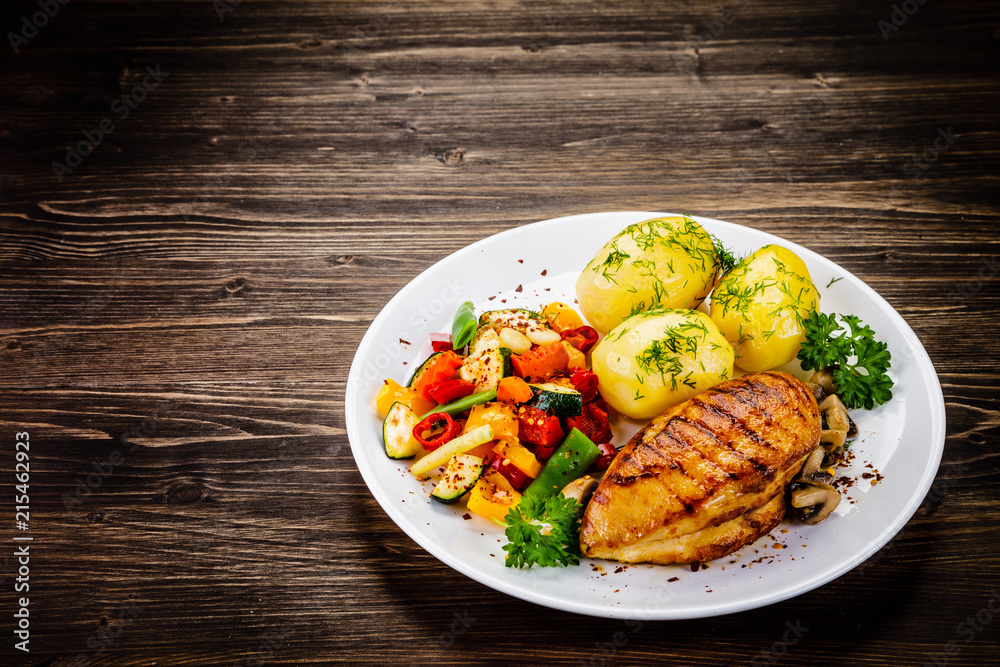 Grilled chicken fillet and vegetables Grilled chicken fillet and vegetables