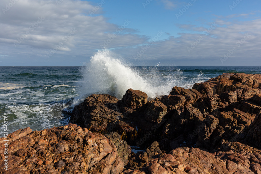 Wave spray at West Point State reserve beach, Tasmania, Australia