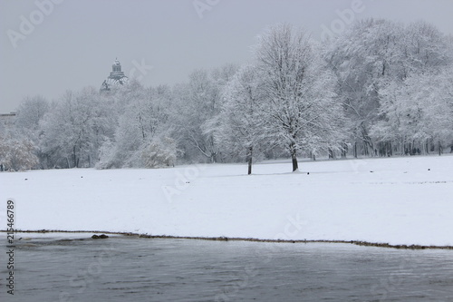 Winter in the english garden, munich germany