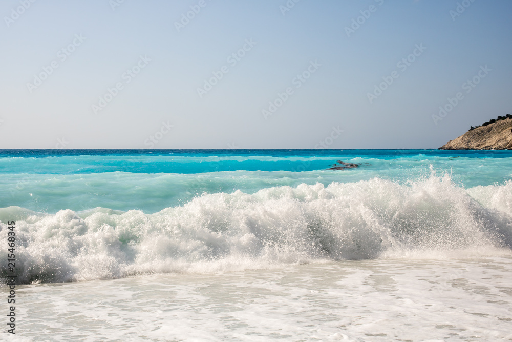 Big waves on Myrtos beach, island Kefalonia (Cephalonia), Greece Big waves on Myrtos beach, island Kefalonia (Cephalonia), Greece