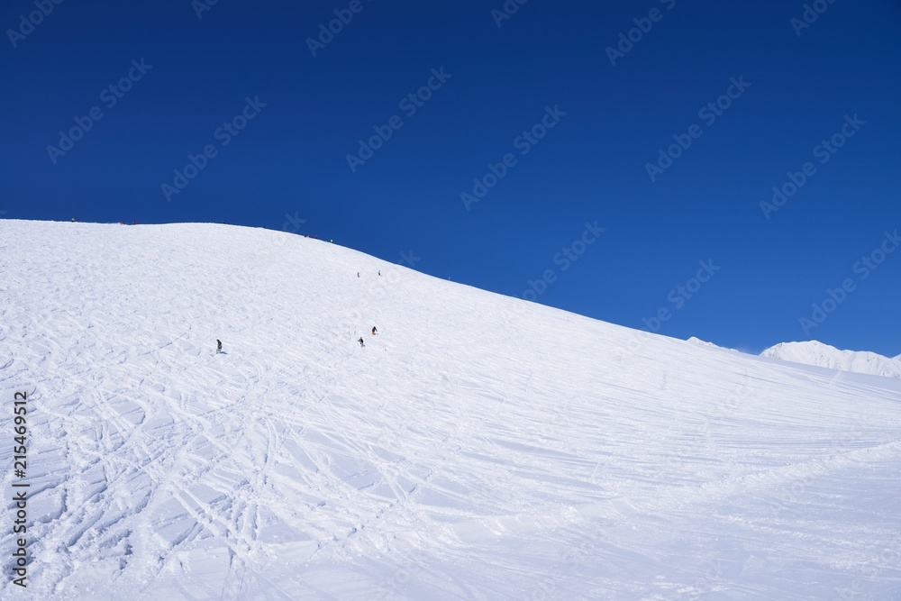 Panoramic ski at hakuba happo in Nagano Japan with blue 