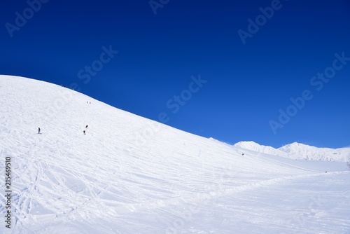 Panoramic ski at hakuba happo in Nagano Japan with blue 