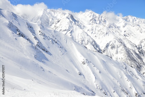 Hakuba snow mountain in Nagano Japan sunny weather